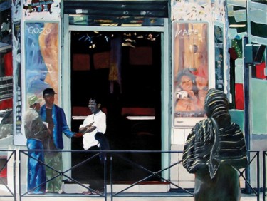 Peinture intitulée "boucherie musulmane" par Nelly Harel, Œuvre d'art originale, Huile