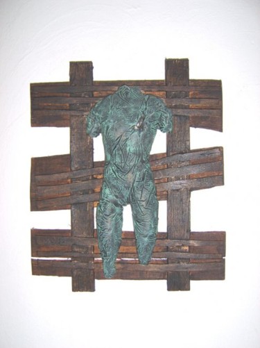 Sculptuur getiteld "Torse d'homme" door S Eymond Laritaz, Origineel Kunstwerk, Hout