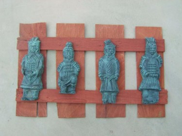 Sculptuur getiteld "GUERRIERS CHINOIS" door S Eymond Laritaz, Origineel Kunstwerk