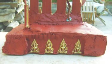 TOTEM BOUDDHA (gros plan sur les sculptures de la base, sur 3 côtés sauf recto) Peinture intitulée "TOTEM BOUDDHA (gros…" par S Eymond Laritaz, Œuvre d'art originale,