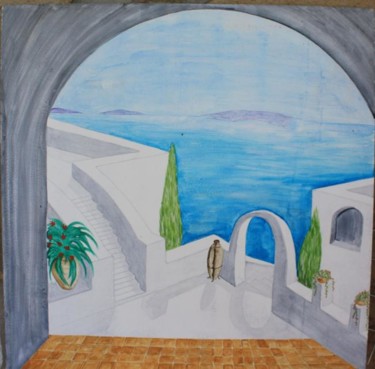 Peinture intitulée "Santorini" par S Eymond Laritaz, Œuvre d'art originale