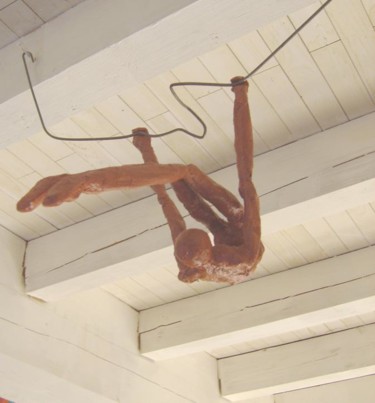 Sculpture titled "Gymnaste au plafond" by S Eymond Laritaz, Original Artwork, Metals