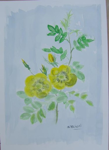 Painting titled "fleurs jaunes" by S Eymond Laritaz, Original Artwork