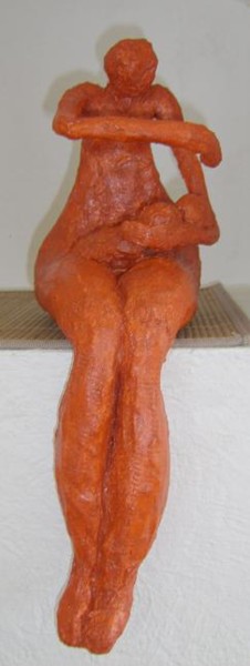 Sculpture titled "Maman aux jumeaux -…" by S Eymond Laritaz, Original Artwork, Plaster
