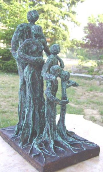 Sculpture intitulée "Papa-maman-fils aîn…" par S Eymond Laritaz, Œuvre d'art originale