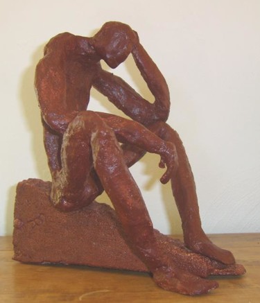 Sculpture intitulée "Un homme....qui pen…" par S Eymond Laritaz, Œuvre d'art originale