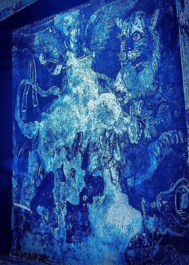 Fotografie getiteld "Délos , Cyanotype" door Jacqueline Giudicelli, Origineel Kunstwerk, Digitale fotografie