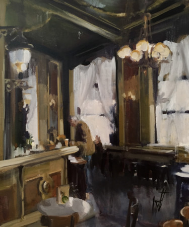 Pintura intitulada "cafe-savoy-2-50x60-…" por Harold Aupetit, Obras de arte originais, Óleo