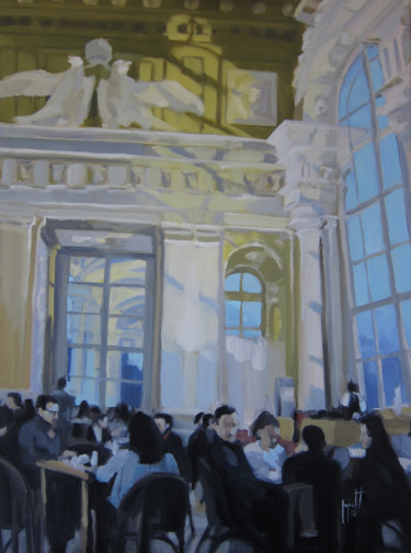 Painting titled "cafe-gloriette-60x8…" by Harold Aupetit, Original Artwork, Oil