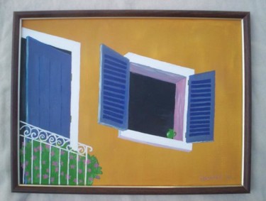 Painting titled "Window Vase" by Harold Messler, Original Artwork, Oil