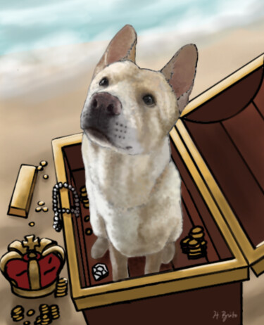 Arte digital titulada "Treasure Dog" por Haroldo G. Brito, Obra de arte original, Pintura Digital