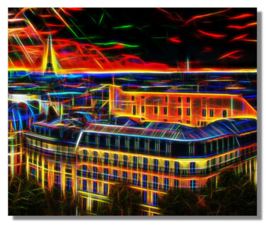 Malerei mit dem Titel "Paris Night" von Harris, Original-Kunstwerk, Digitale Malerei Auf Aluminium montiert