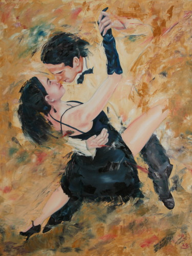 Malerei mit dem Titel "Berlin Tango" von Harri Spietz, Original-Kunstwerk, Öl