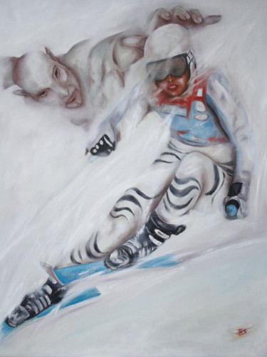 Peinture intitulée "Skiing Sport" par Harri Spietz, Œuvre d'art originale, Huile