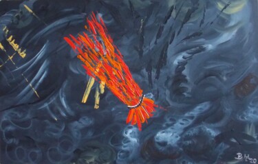 Malerei mit dem Titel "Ein Bündel Angst" von Harry Lübke (hARRY), Original-Kunstwerk, Acryl