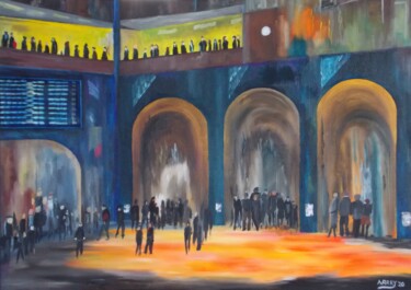 Painting titled "Gare centrale de Me…" by Harry Lübke (hARRY), Original Artwork, Oil
