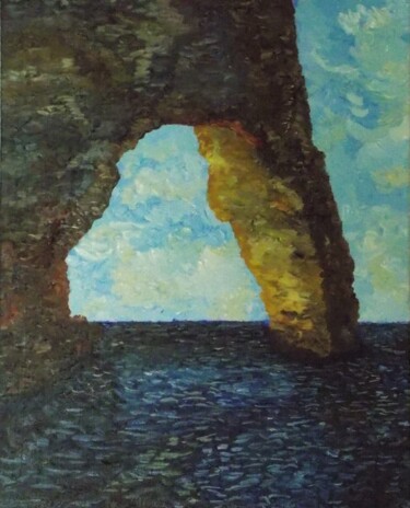 Malerei mit dem Titel "La manneporte près…" von Harry Lübke (hARRY), Original-Kunstwerk, Öl