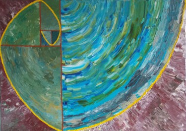 Ζωγραφική με τίτλο "Fibonacci-Spirale" από Harry Lübke (hARRY), Αυθεντικά έργα τέχνης, Λάδι