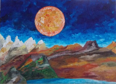 Malerei mit dem Titel "Planet über Zunya" von Harry Lübke (hARRY), Original-Kunstwerk, Öl
