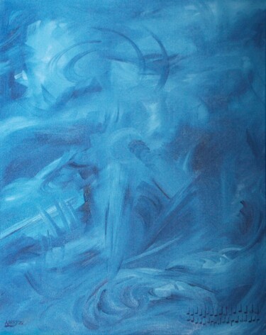 Malerei mit dem Titel "Blaue Stunde" von Harry Lübke (hARRY), Original-Kunstwerk, Öl