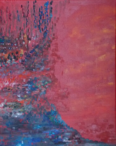 Painting titled "Blau bis Rot" by Harry Lübke (hARRY), Original Artwork, Oil