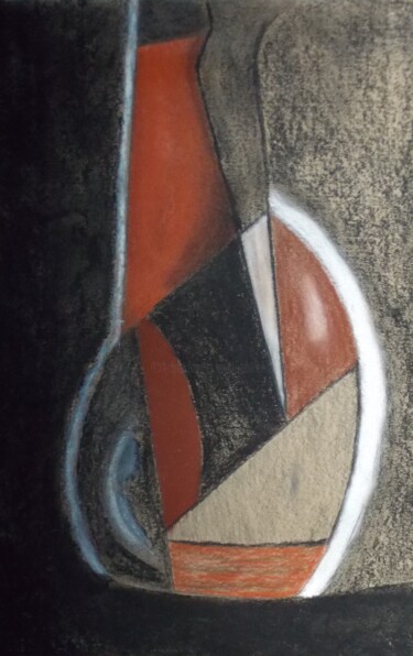 Painting titled "Breite Flasche" by Harry Lübke (hARRY), Original Artwork, Charcoal