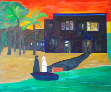 Malerei mit dem Titel "Geschichte(n) am See" von Harry Lübke (hARRY), Original-Kunstwerk, Acryl