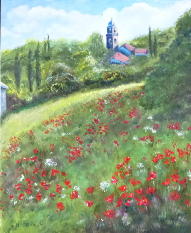 Peinture intitulée "le-clocher.jpg" par H. Oriaut, Œuvre d'art originale, Huile