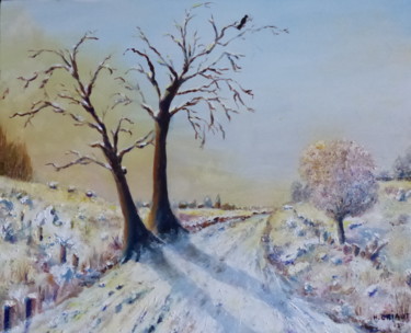 Pittura intitolato "l'hiver.jpg" da H. Oriaut, Opera d'arte originale, Olio