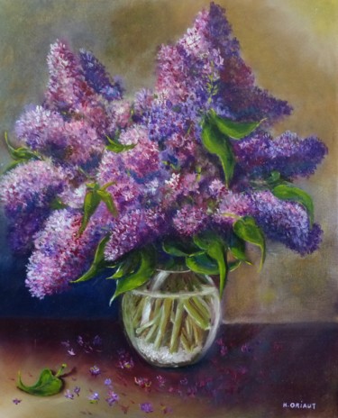 Peinture intitulée "Les lilas" par H. Oriaut, Œuvre d'art originale, Huile