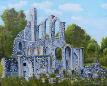 Peinture intitulée "Ruines de l'Abbaye…" par H. Oriaut, Œuvre d'art originale, Huile