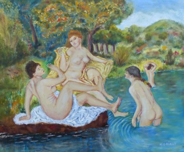Painting titled "Les Grandes Baigneu…" by H. Oriaut, Original Artwork, Oil