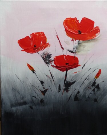 Peinture intitulée "Coquelicots" par H. Oriaut, Œuvre d'art originale, Acrylique Monté sur Châssis en bois