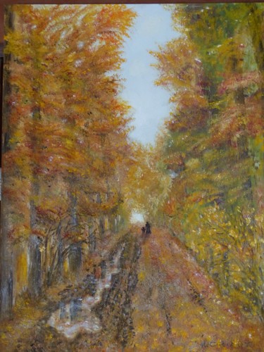 Painting titled "le-chemin-d-automne…" by H. Oriaut, Original Artwork, Oil