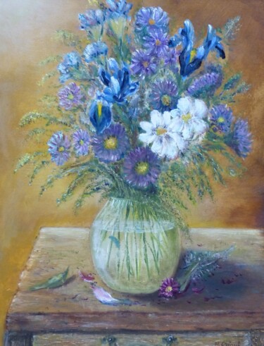 Peinture intitulée "le-bouquet-bleu.jpg" par H. Oriaut, Œuvre d'art originale, Huile