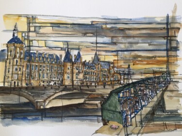 Dessin intitulée "La conciergerie" par Hartiste, Œuvre d'art originale, Aquarelle