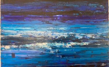 Peinture intitulée "bleue mer" par Hartiste, Œuvre d'art originale, Huile