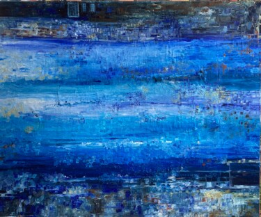 Peinture intitulée "Composition bleu" par Hartiste, Œuvre d'art originale, Huile