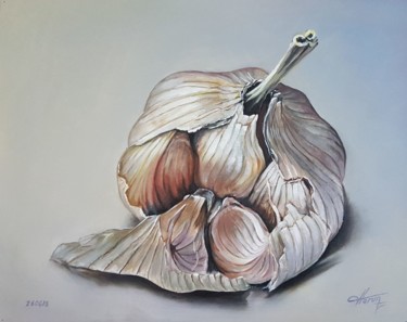 Painting titled "Garlic" by Harun Ayhan, Original Artwork, Oil