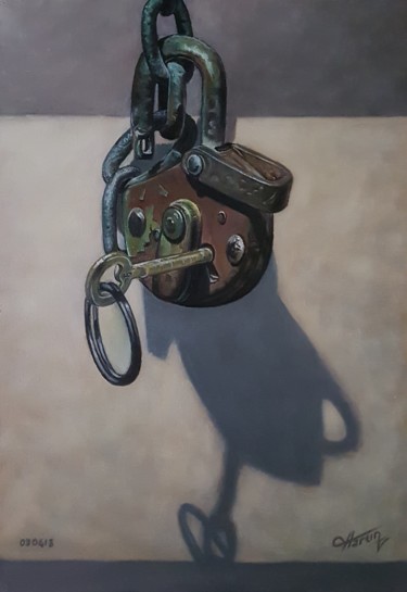 Pittura intitolato "Old lock" da Harun Ayhan, Opera d'arte originale, Olio