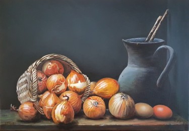 Painting titled "Onions" by Harun Ayhan, Original Artwork, Oil