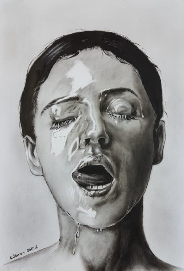 Malerei mit dem Titel "Wet girl" von Harun Ayhan, Original-Kunstwerk, Öl