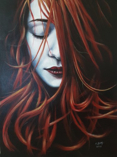 Schilderij getiteld "Scarlet" door Harun Ayhan, Origineel Kunstwerk, Acryl