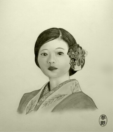 Рисунок под названием "Epanouie" - 春野紋, Подлинное произведение искусства, Графит