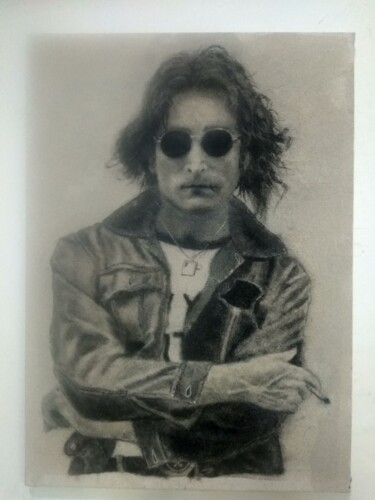 Rysunek zatytułowany „John Lennon” autorstwa Hasan Abeta, Oryginalna praca, Piasek