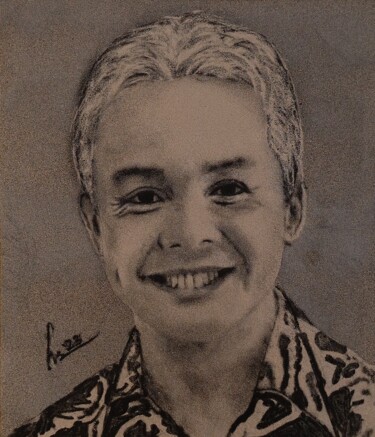 Painting titled "Ganjar Pranowo" by Hasan Abeta, Original Artwork, Sand