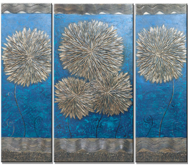 Painting titled "Bronze asters" by Hasmik Mamikonyan, Original Artwork, Acrylic Mounted on Wood Stretcher frame