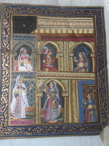 Painting titled "indian miniature" by Hassam Zafar, Original Artwork