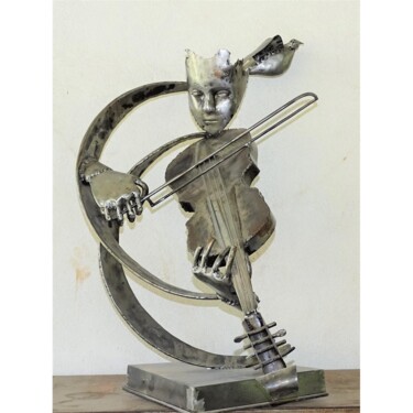 Sculptuur getiteld "Violoniste en métal" door Hassan Laamirat, Origineel Kunstwerk, Metalen