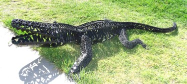 Sculpture titled "Crocodile" by Hassan Laamirat, Original Artwork, Metals